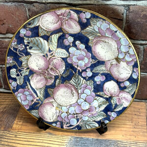 TOYO MACAU Porcelain Plate Hand‎ Painted Gold Moriage & Enamel Plums China